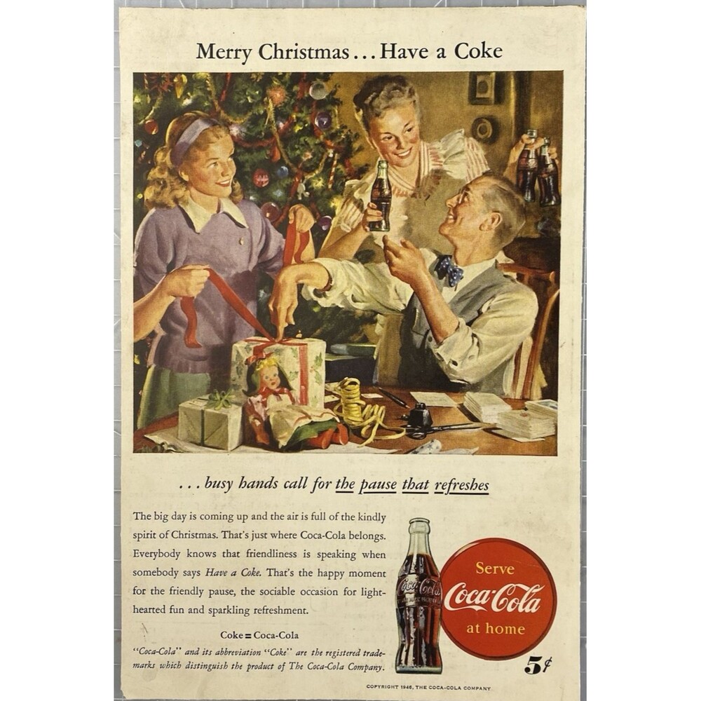 Coca-Cola "Busy Hands Call for the Pause that Refreshes" Vintage Print Ad 1946
